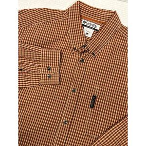 Columbia Sportswear XL Long Sleeve Button‎ Down Shirt Brown Gingham